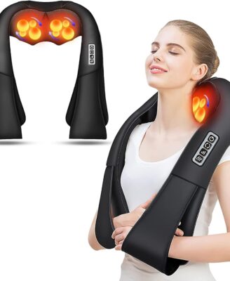 AERLANG Shiatsu Back and Neck Massager, Back Massager Deep Tissue Kneading Neck and Shoulder Massage with Heat, Electric Massage Pillow Fathers Day Gift Ideas from Daughter Son(NOT Cordless)