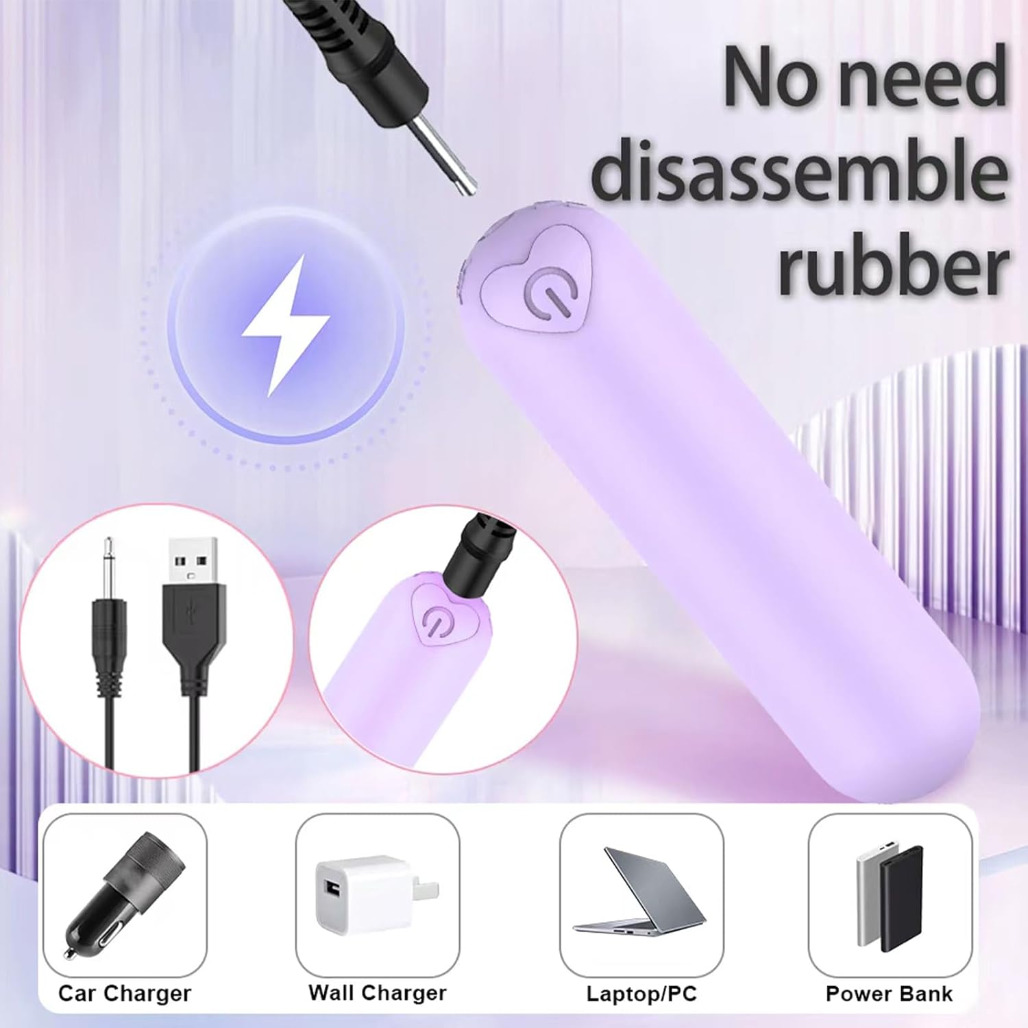 Mini Handheld Electric Back Massager Waterproof Quite Massager, Portable Massager for Back Neck Shoulder Body,Light Purple - Image 2